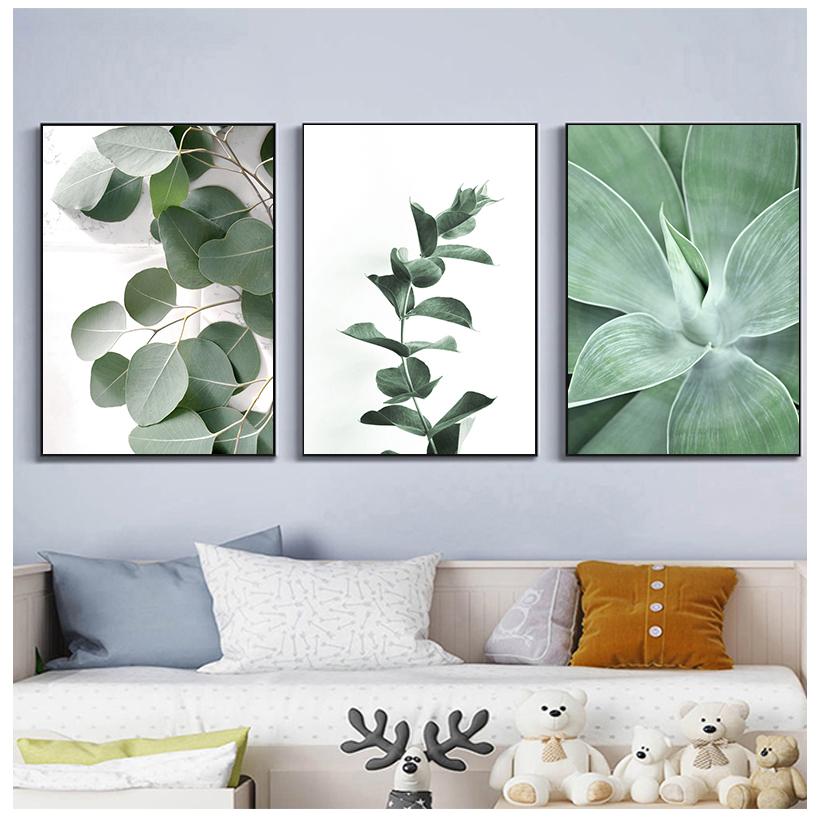 Абстрактные линии зеленых растений, ретро-постеры, скандинавские постеры и принты, настенное искусство, холст